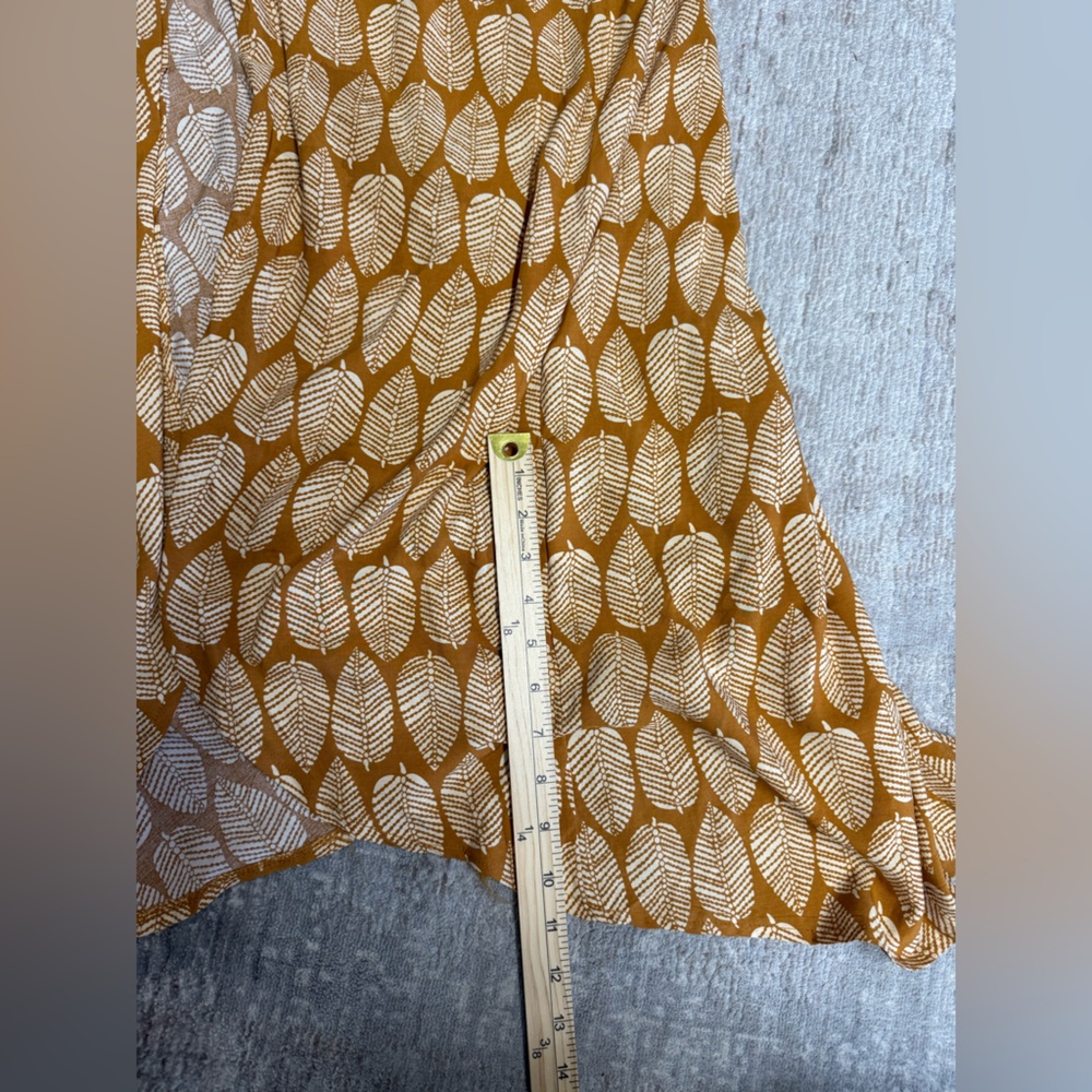 Cupshe Yellow Leaf Pattern Tie Waist Kimono Duster Length Light Cardigan OSFM - Picture 8 of 8
